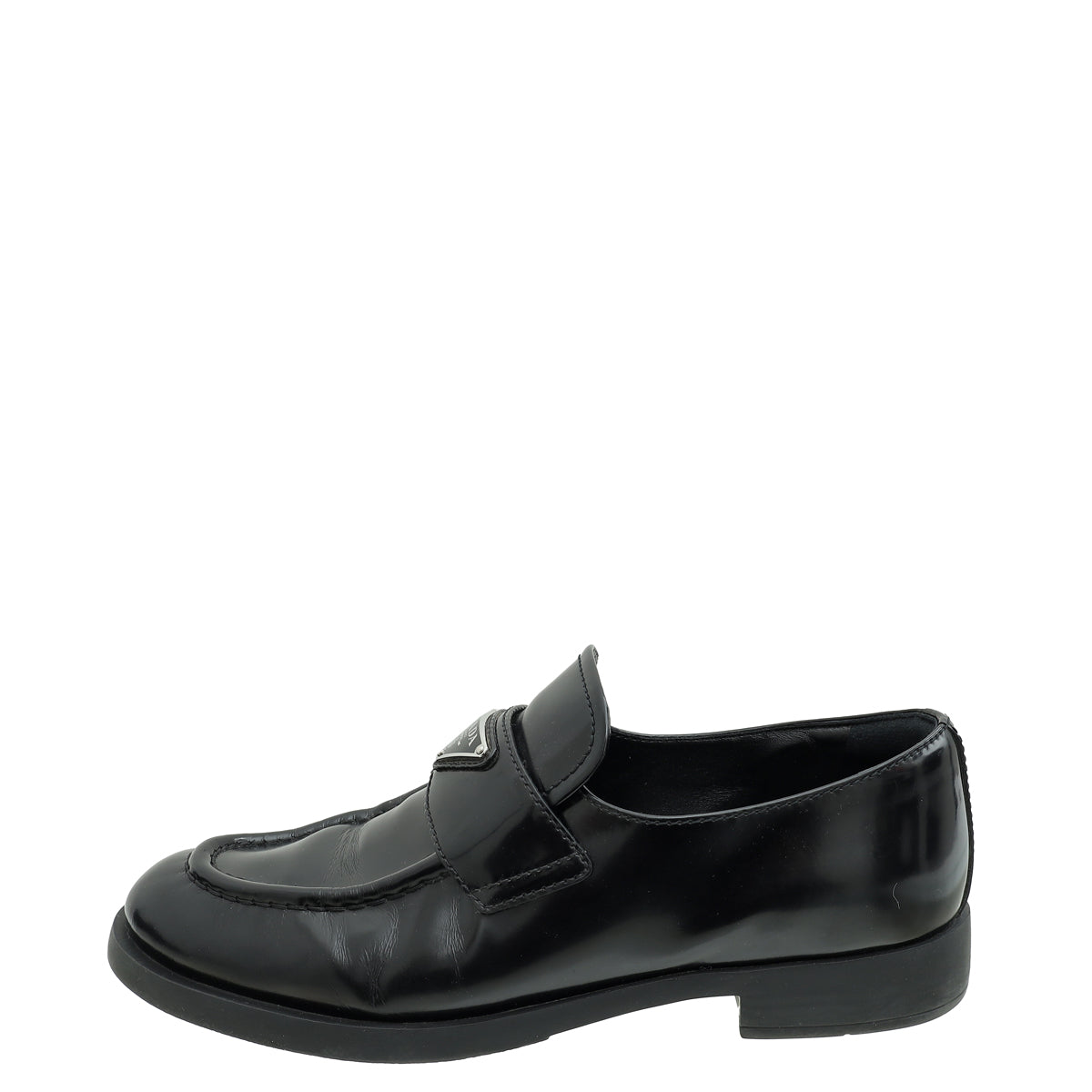 Prada Black Triangle Logo Loafers 39.5
