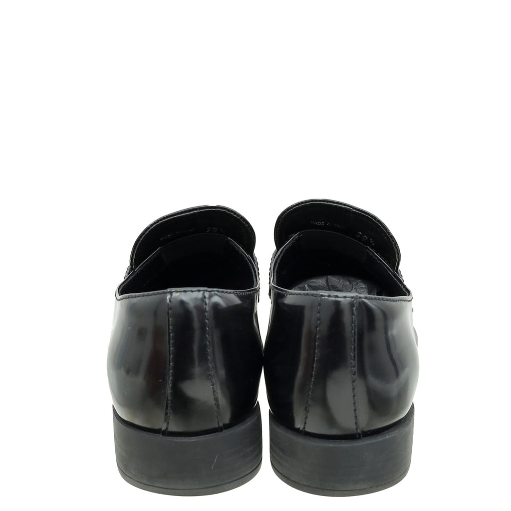 Prada Black Triangle Logo Loafers 39.5