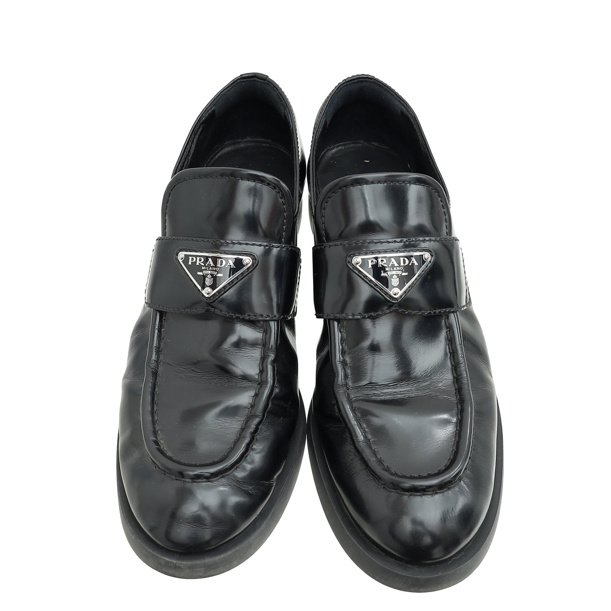 Prada Black Triangle Logo Loafers 39.5