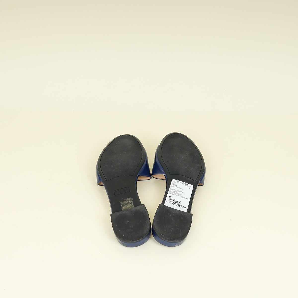 Prada Blue Logo Slide Flat Sandal 39