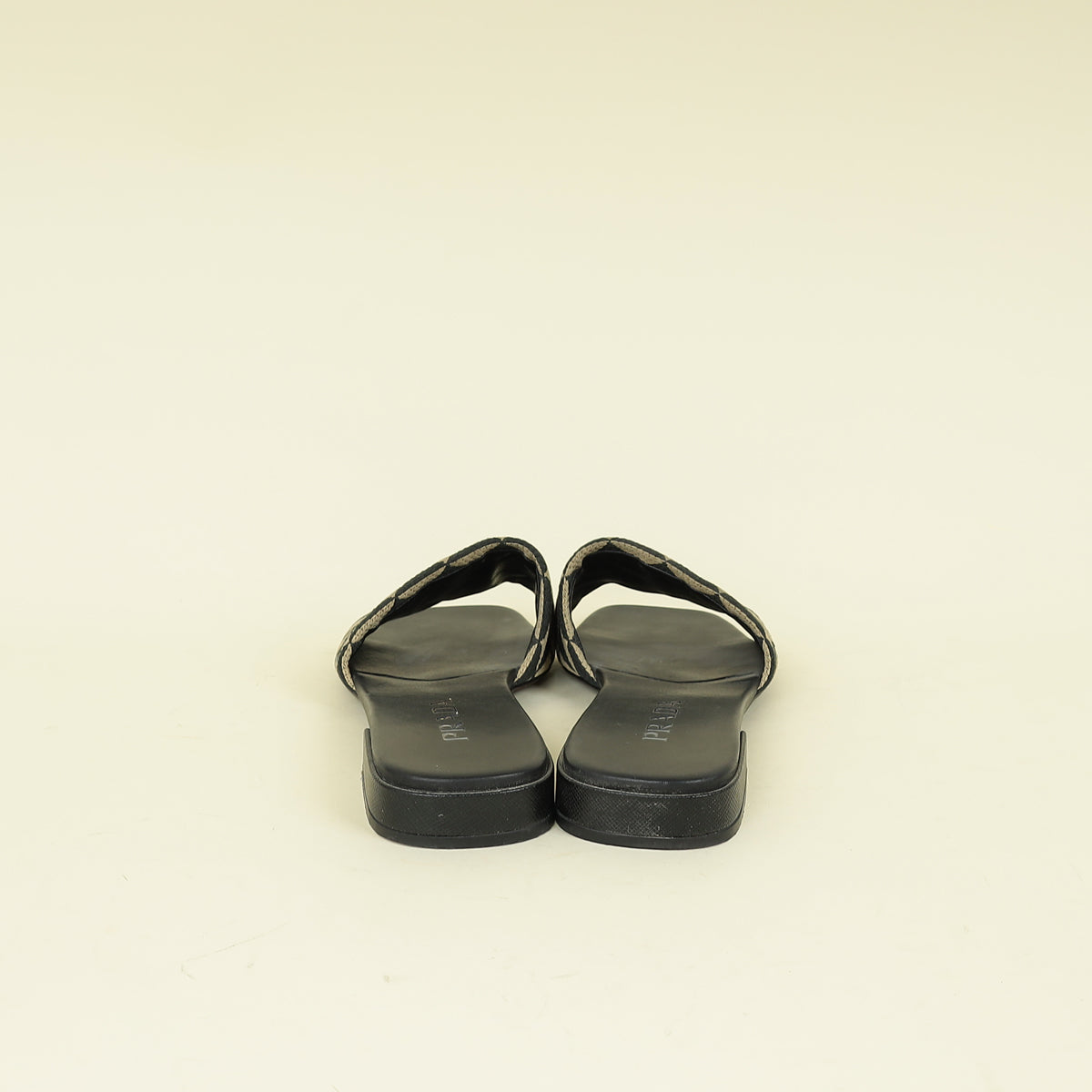 Prada Bicolor Logo Embroidered Fabric Slides Sandal 39