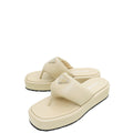 Prada Beige Soft Padded Nappa Thong Wedge Sandals 39