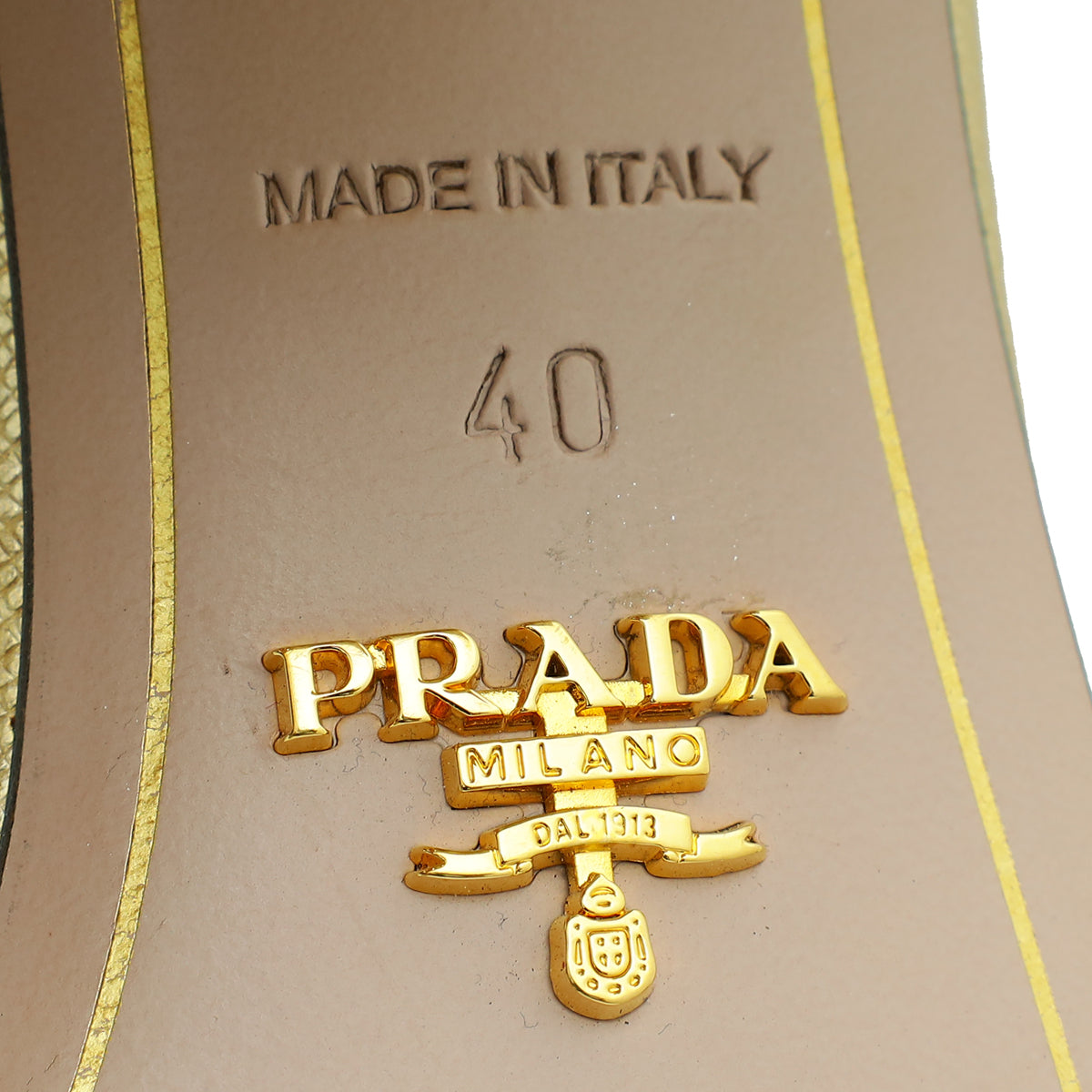 Prada Gold Logo Crystal Block Heels Mules 40