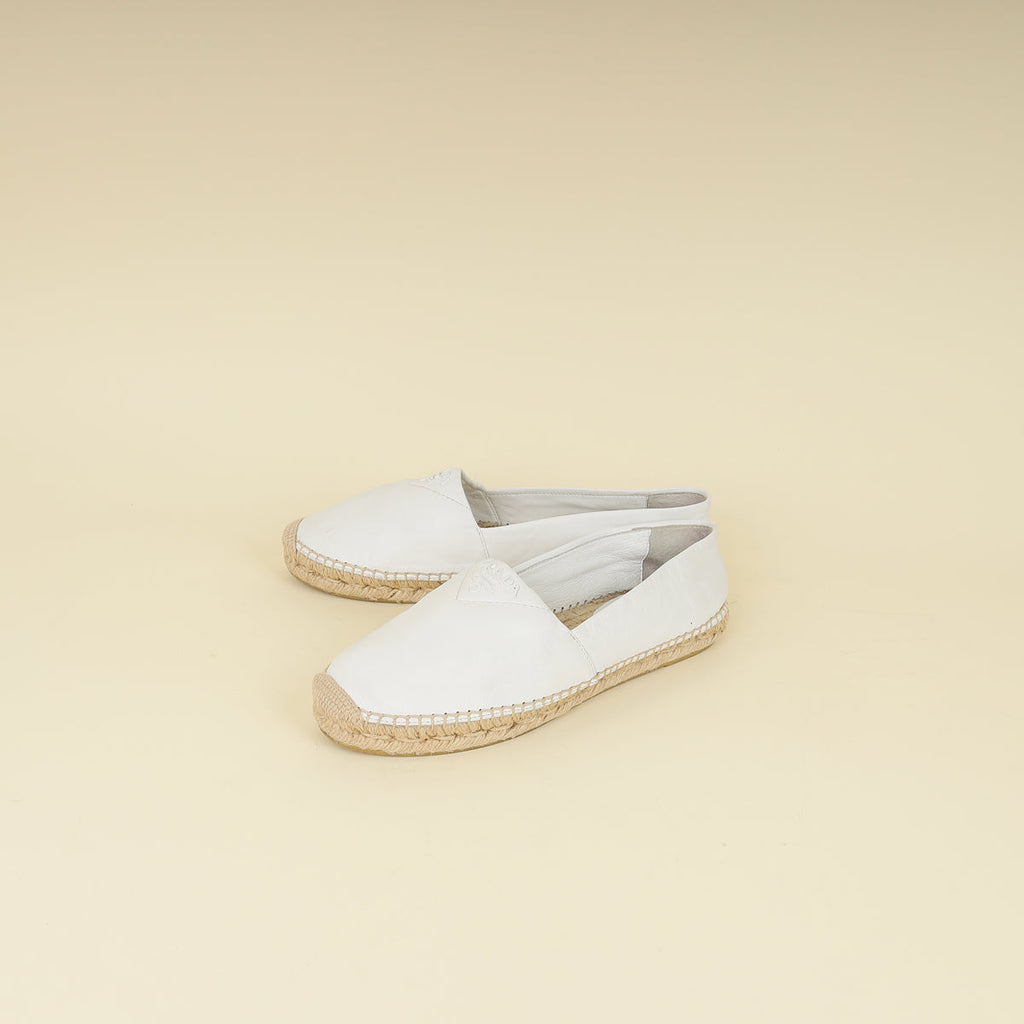 Prada White Nappa Espadrille 40