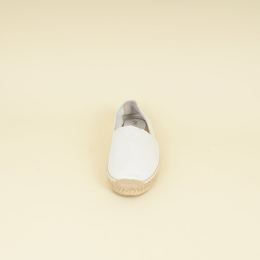 Prada White Nappa Espadrille 40