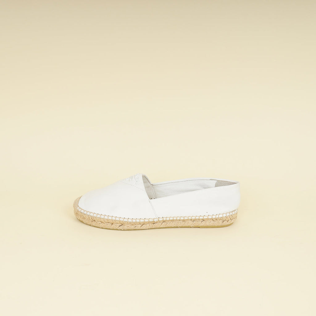 Prada White Nappa Espadrille 40
