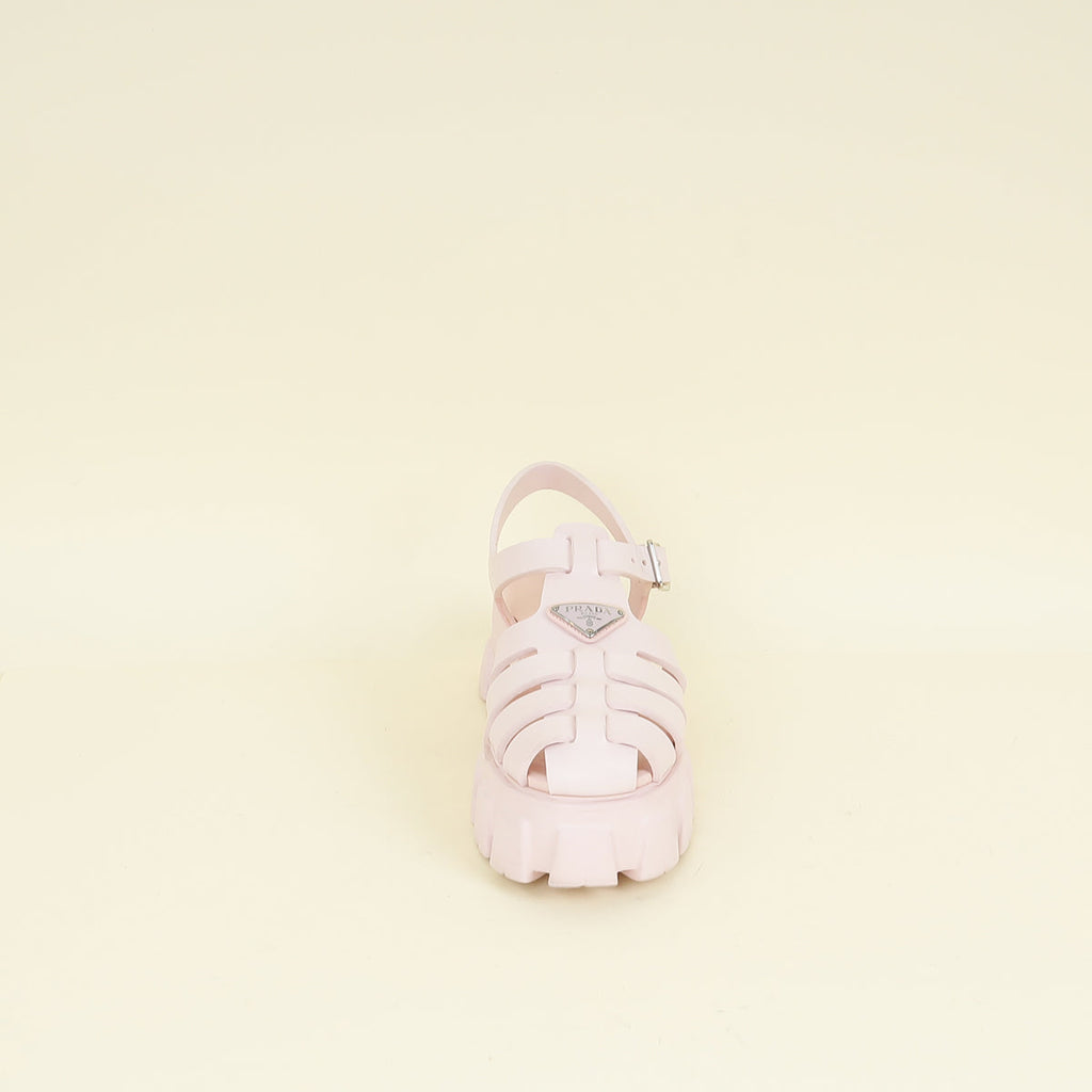 Prada Pale Pink Logo Foam Rubber Sandal 40