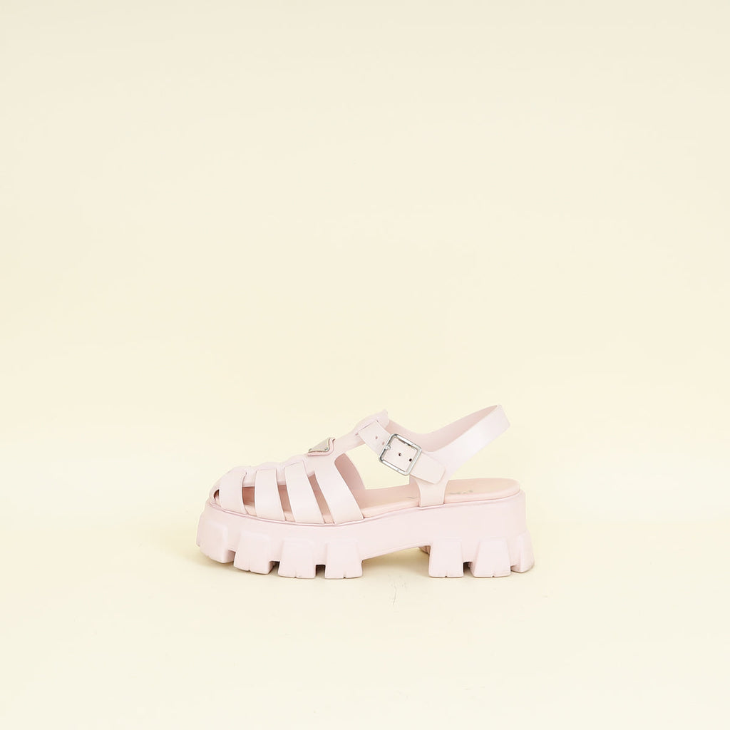 Prada Pale Pink Logo Foam Rubber Sandal 40