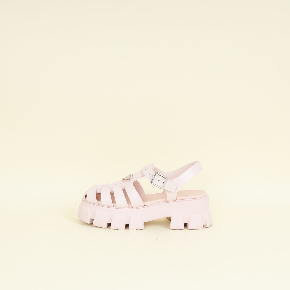 Prada Pale Pink Logo Foam Rubber Sandal 40