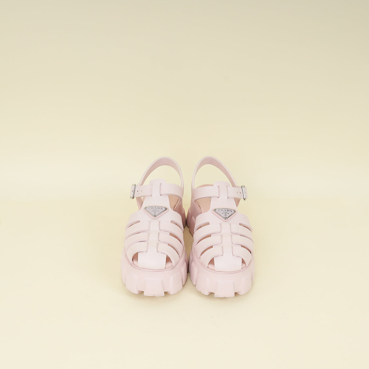 Prada Pale Pink Logo Foam Rubber Sandal 40