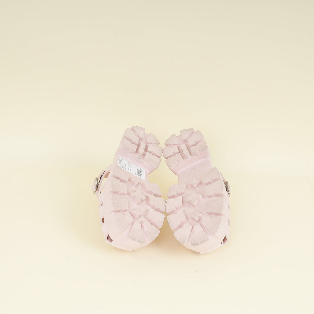 Prada Pale Pink Logo Foam Rubber Sandal 40