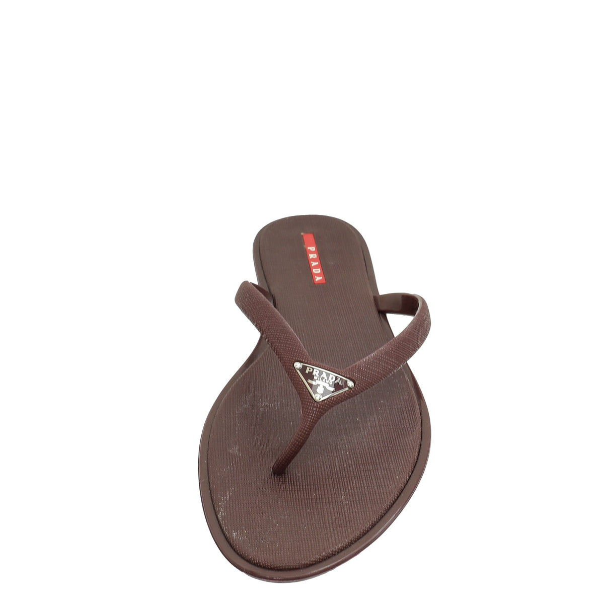 Prada Burgundy Logo Rubber Thong Sandal 41
