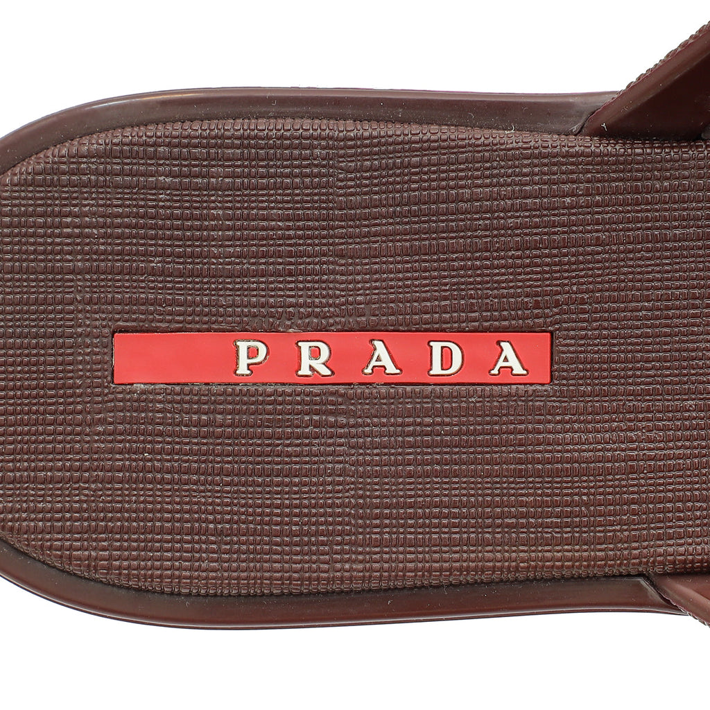 Prada Burgundy Logo Rubber Thong Sandal 41