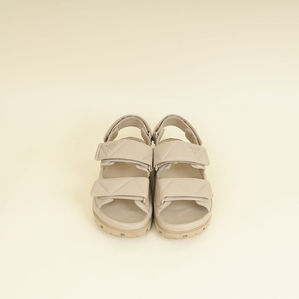 Prada Beige Logo Strap Chunky Sandal 41