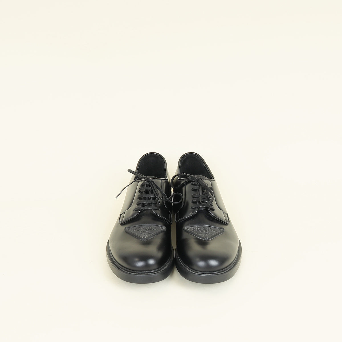Prada Black Triangle Logo Derby Lace-Up Shoes 7
