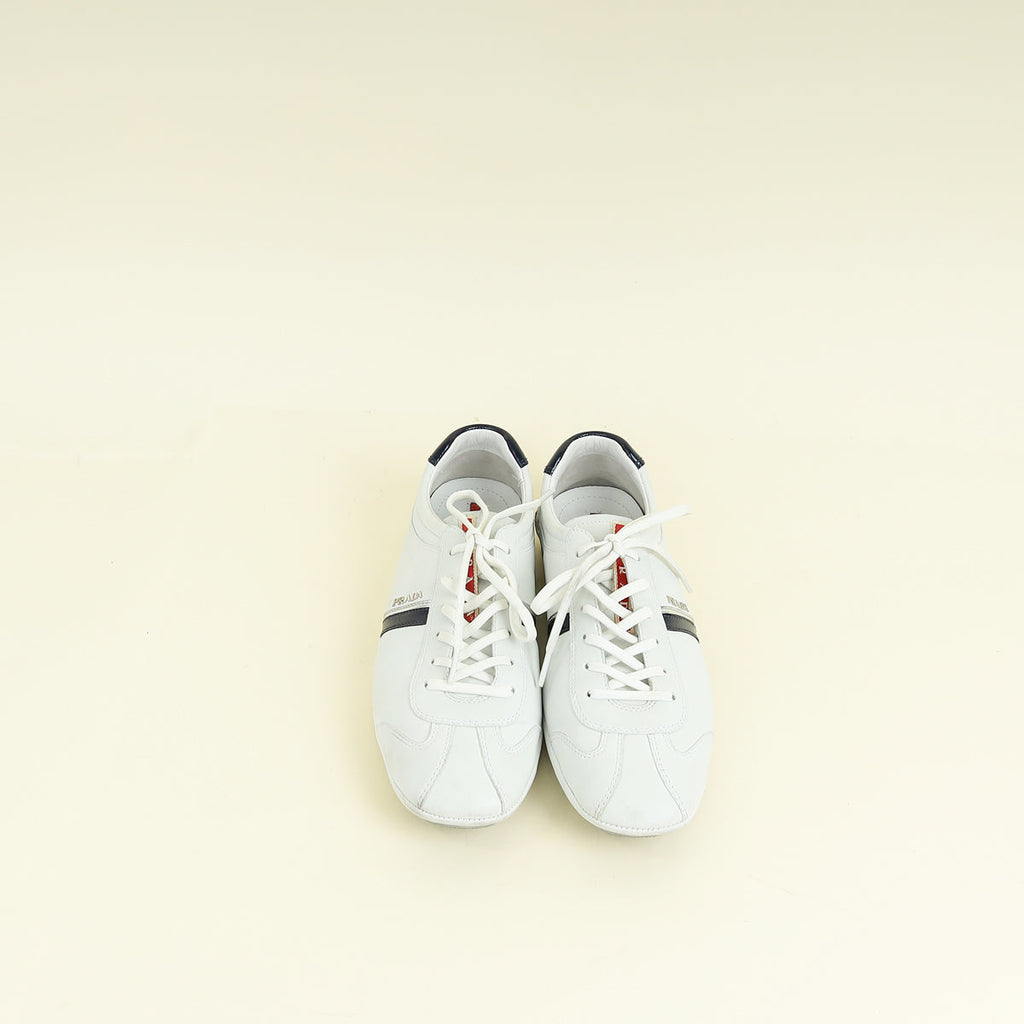 Prada White Low Top Sneakers 9.5