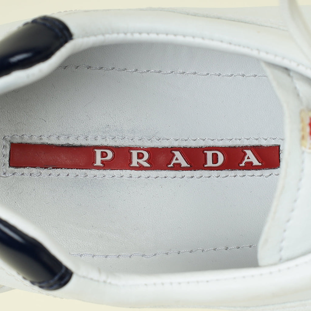 Prada White Low Top Sneakers 9.5