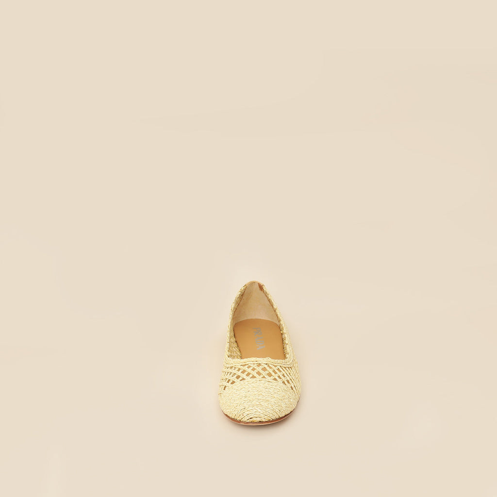 Prada Bicolor Raffia Flat Ballerina 35.5