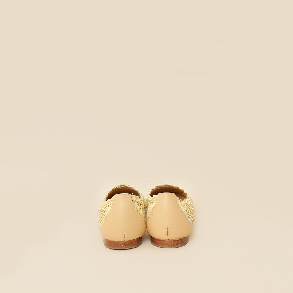 Prada Bicolor Raffia Flat Ballerina 35.5
