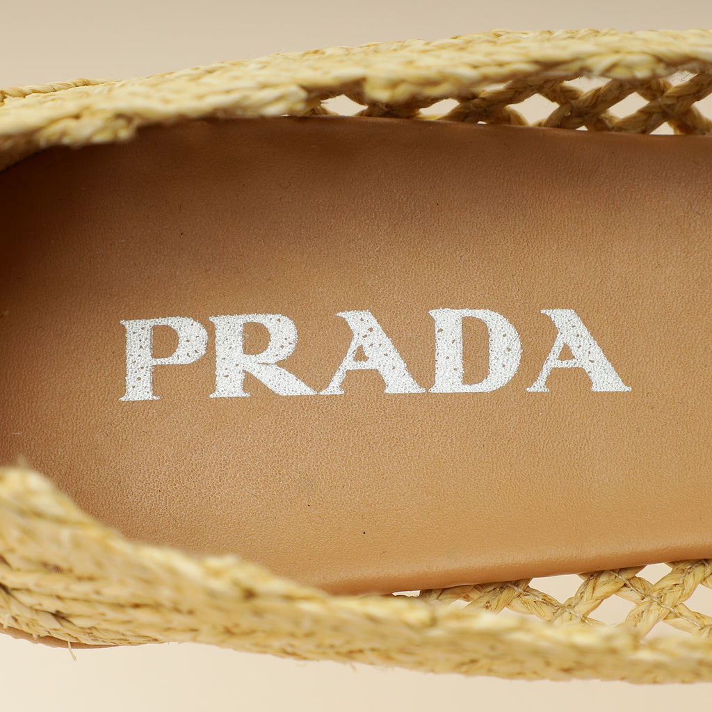 Prada Bicolor Raffia Flat Ballerina 35.5