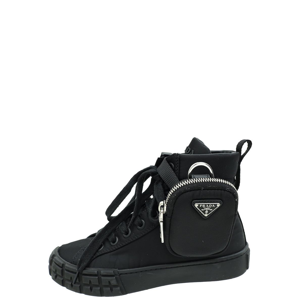 Prada Black Wheel Re-Nylon High Sneaker 35