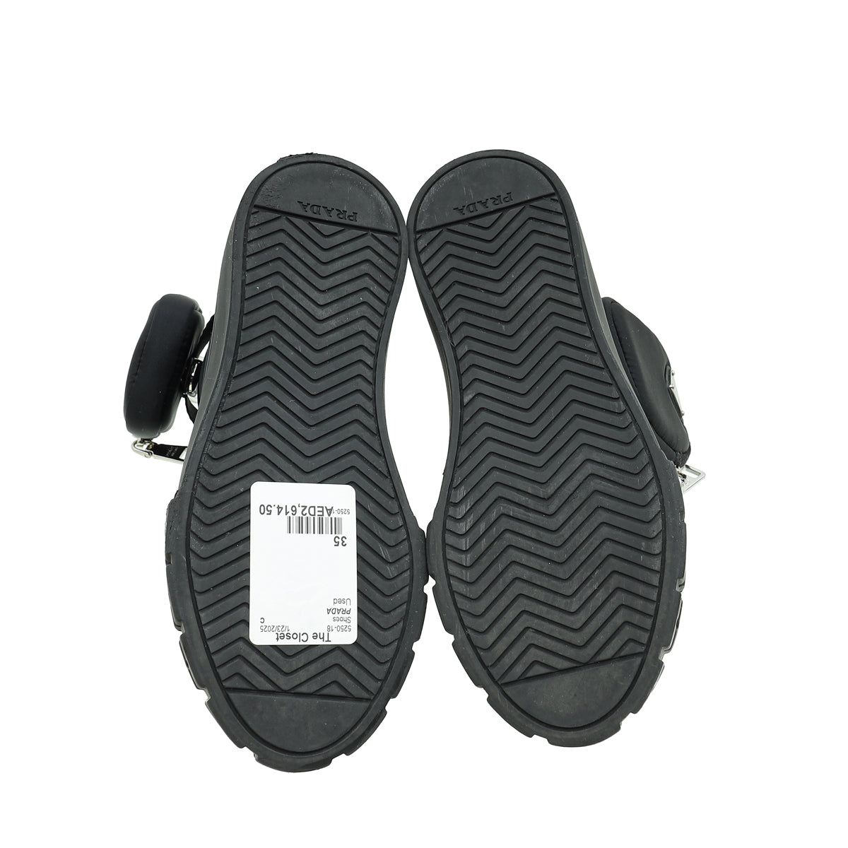 Prada Black Wheel Re-Nylon High Sneaker 35