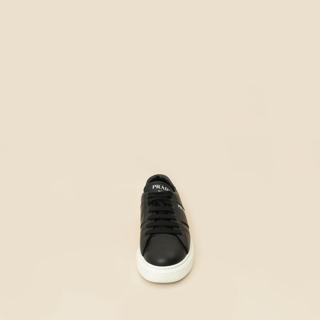 Prada Black Vitello Soft Logo Lace Up Sneakers 36.5