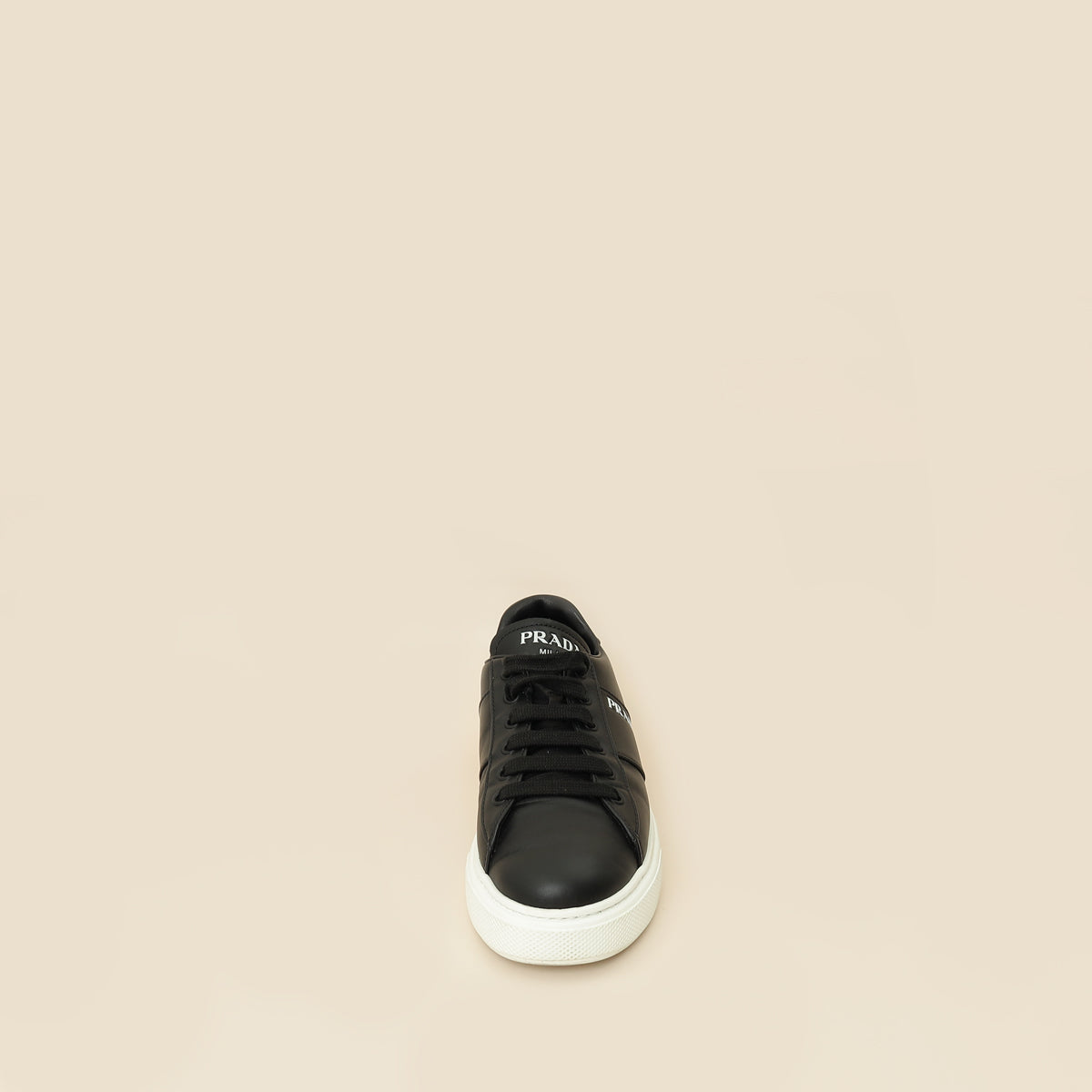 Prada Black Vitello Soft Logo Lace Up Sneakers 36.5