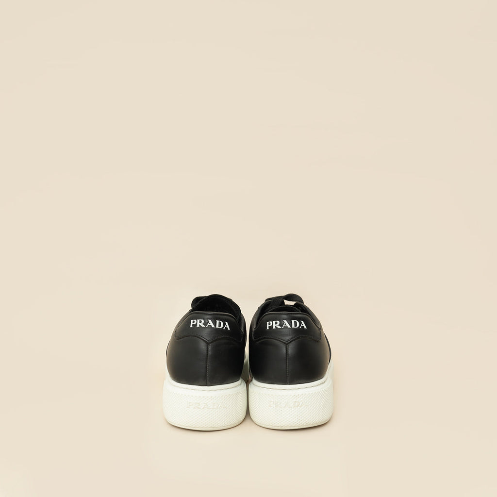 Prada Black Vitello Soft Logo Lace Up Sneakers 36.5