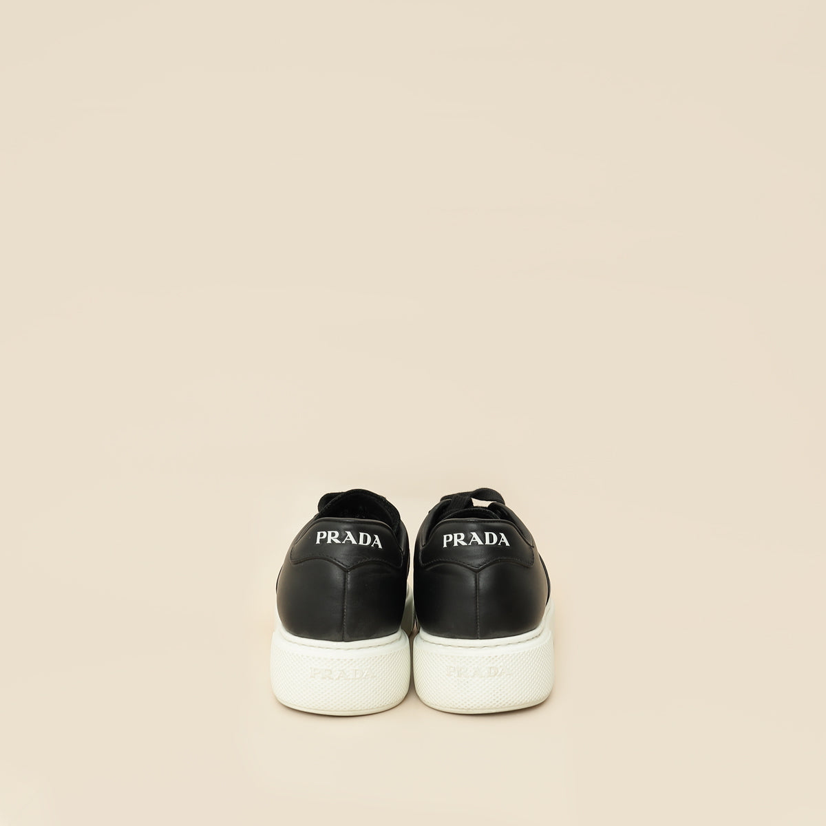Prada Black Vitello Soft Logo Lace Up Sneakers 36.5