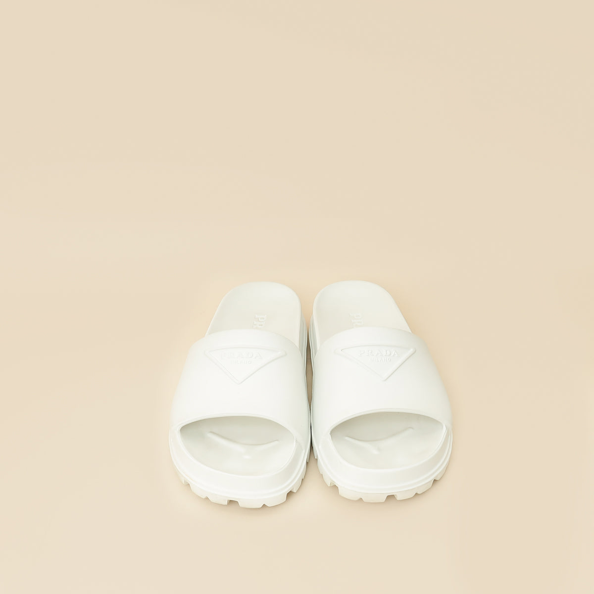 Prada White Extra Light Rubber Slides Sandal 36