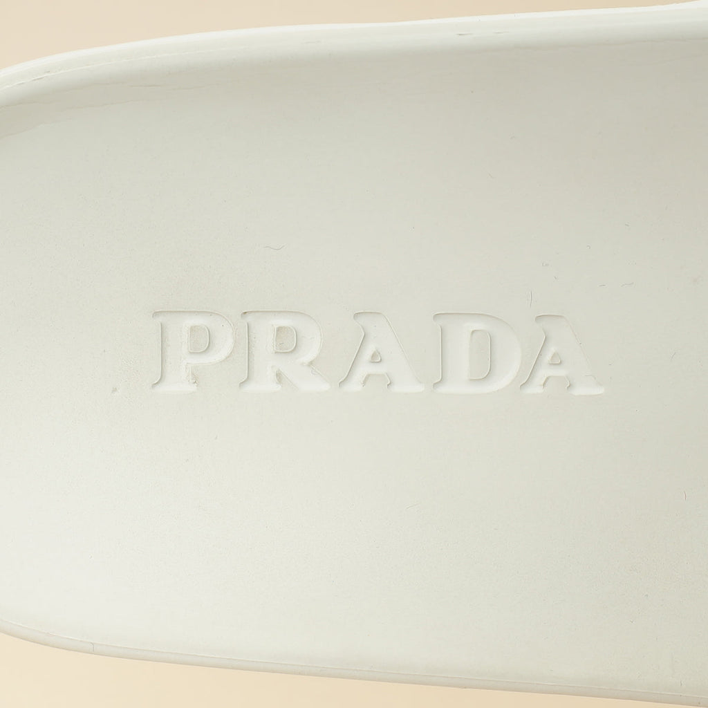Prada White Extra Light Rubber Slides Sandal 36