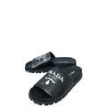 Prada Black Paillettes Sequin Logo Slide Sandals 36