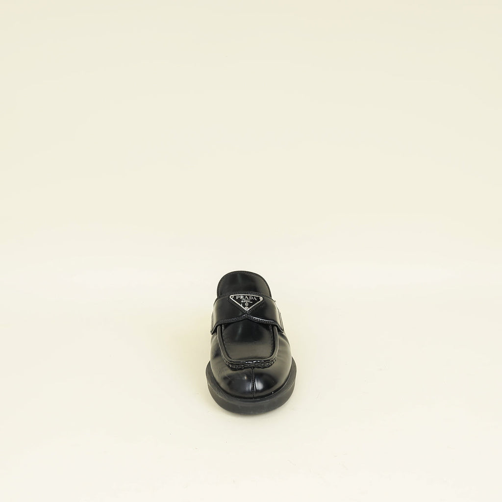 Prada Black Brushed Mules 37.5