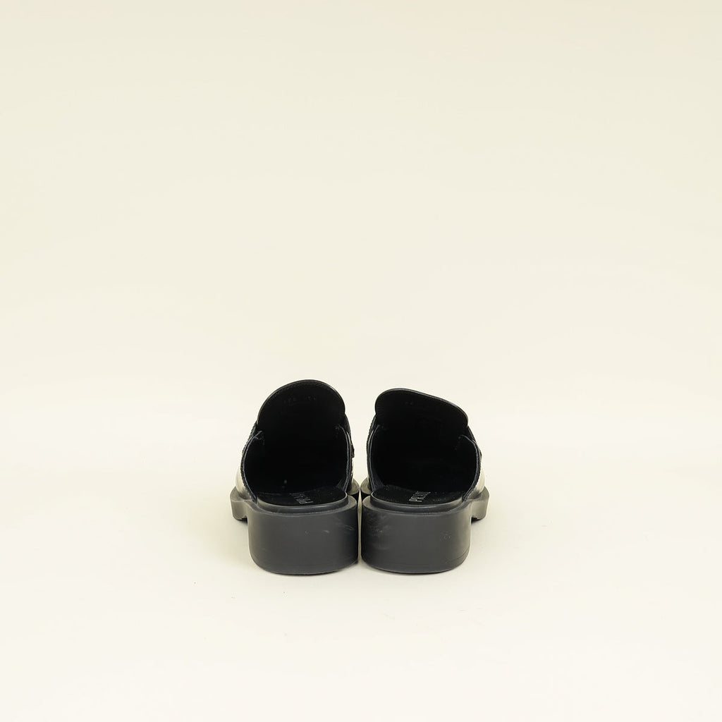 Prada Black Brushed Mules 37.5