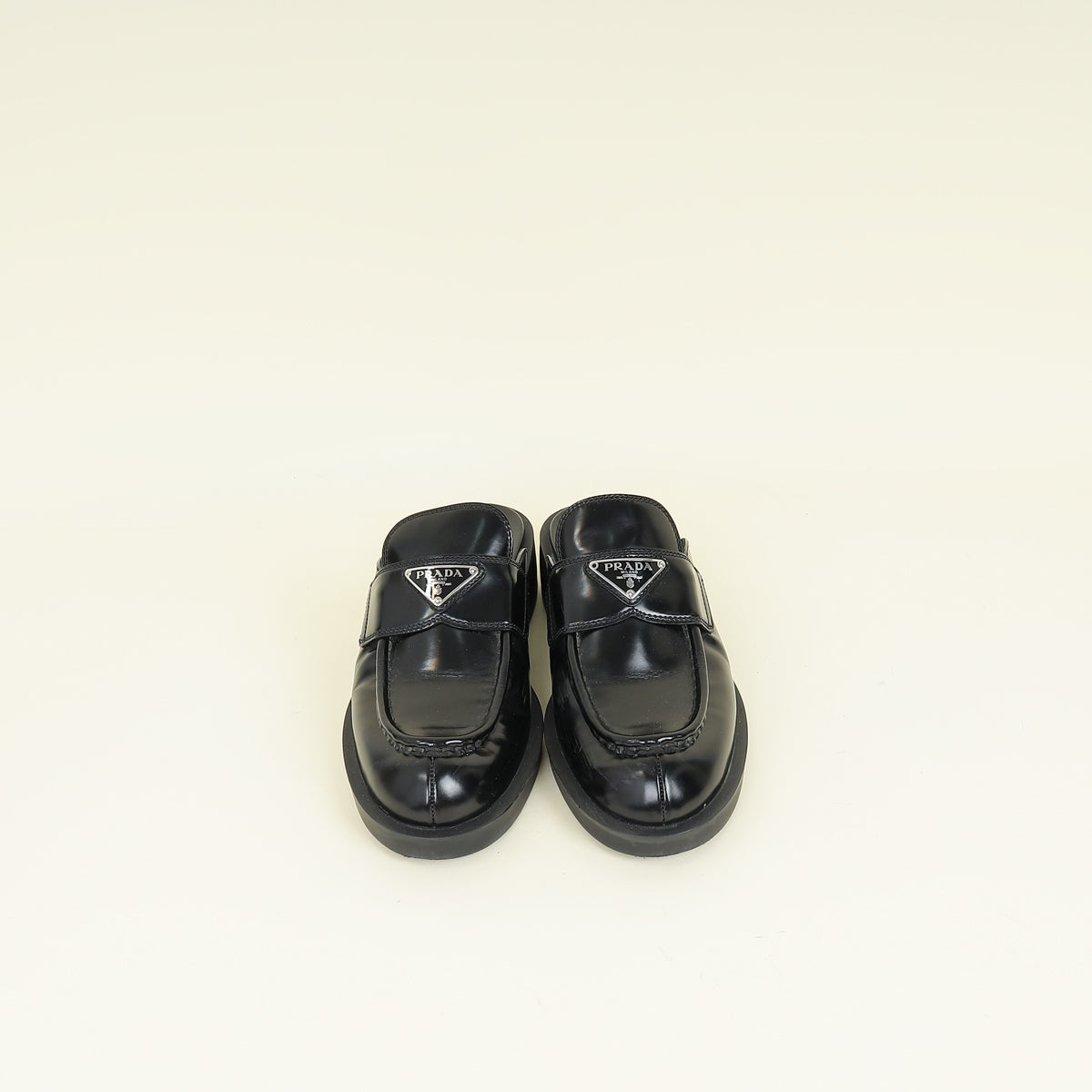 Prada Black Brushed Mules 37.5