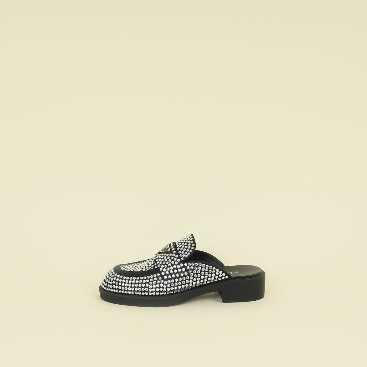Prada Black Crystal Loafer Mules 37.5