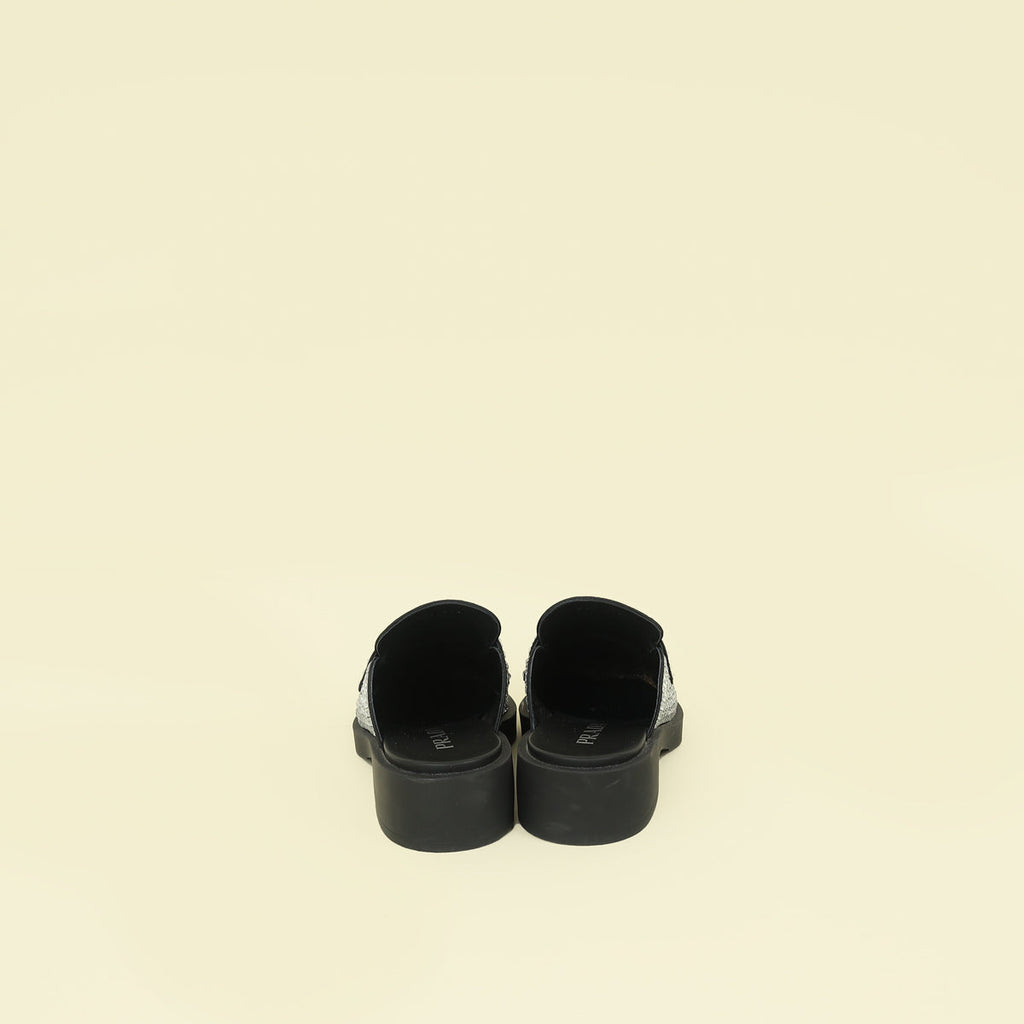 Prada Black Crystal Loafer Mules 37.5