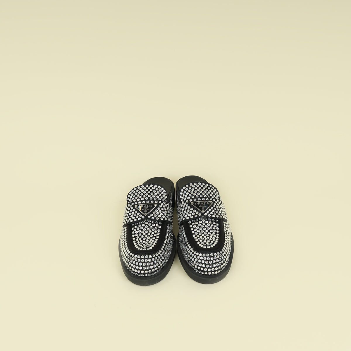 Prada Black Crystal Loafer Mules 37.5