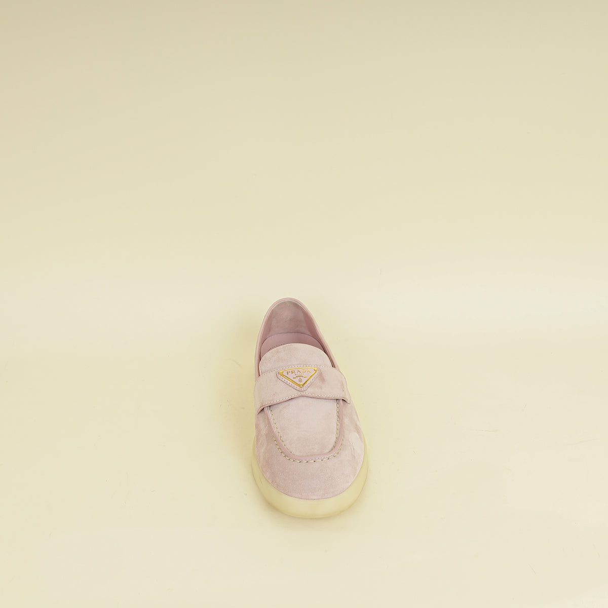 Prada Light Pink Triangle Logo Loafers 37