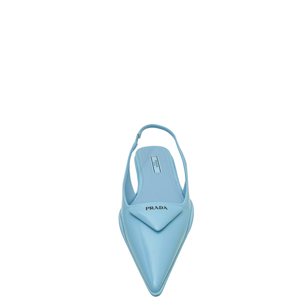 Prada Blue Soft Padded Flat Slingback 37