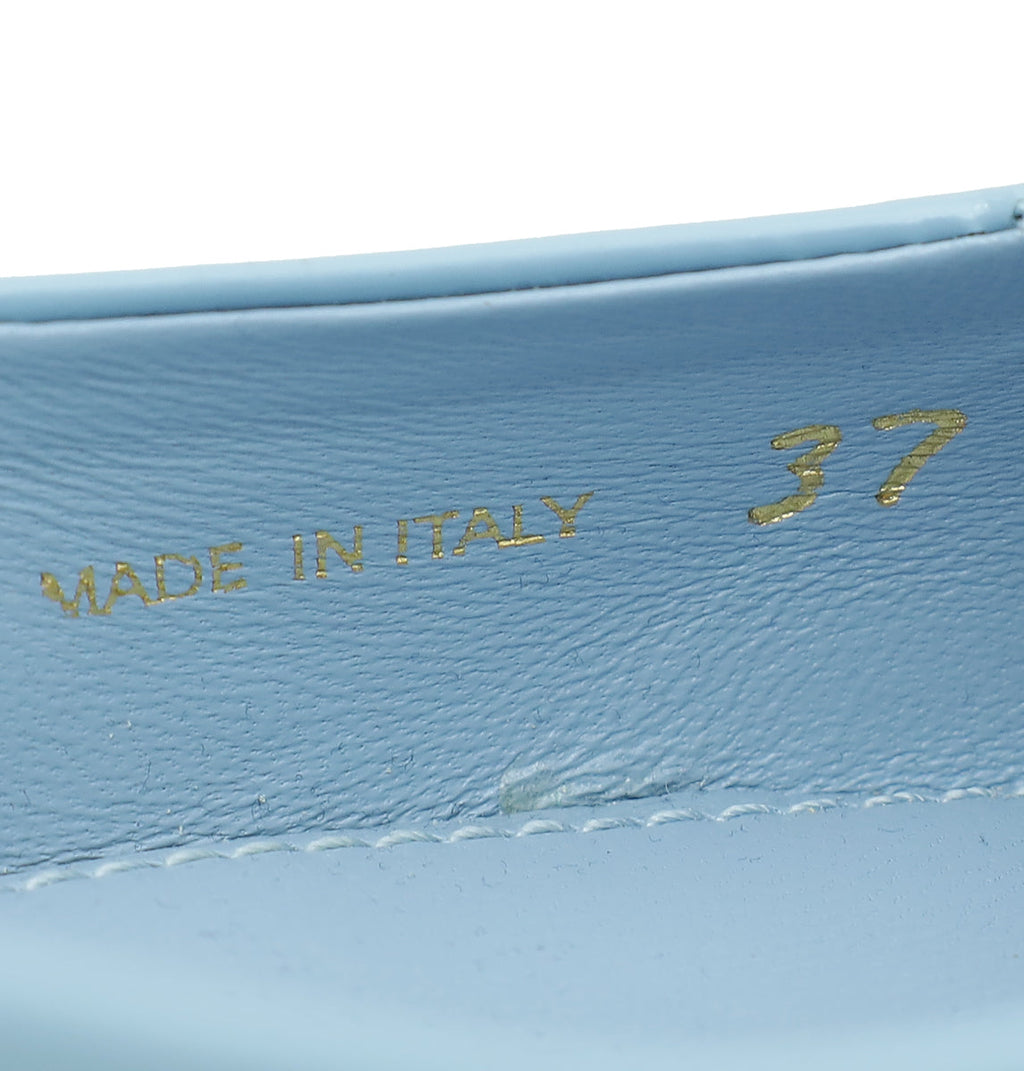 Prada Blue Soft Padded Flat Slingback 37