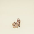 Prada Pink Nude Crystal Satin Platform Sandals 37