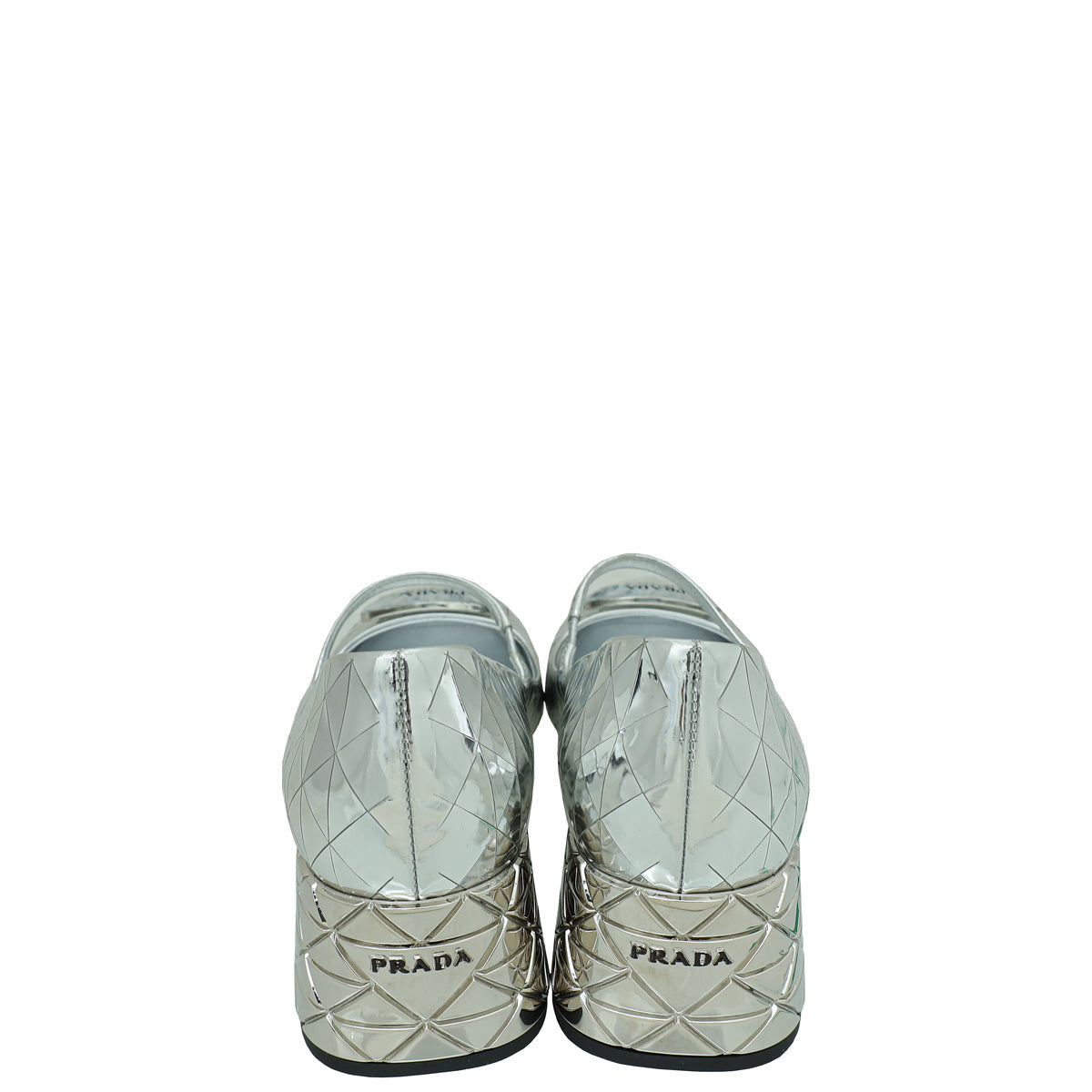 Prada Silver Logo Venice Metallic Mary Jane 37