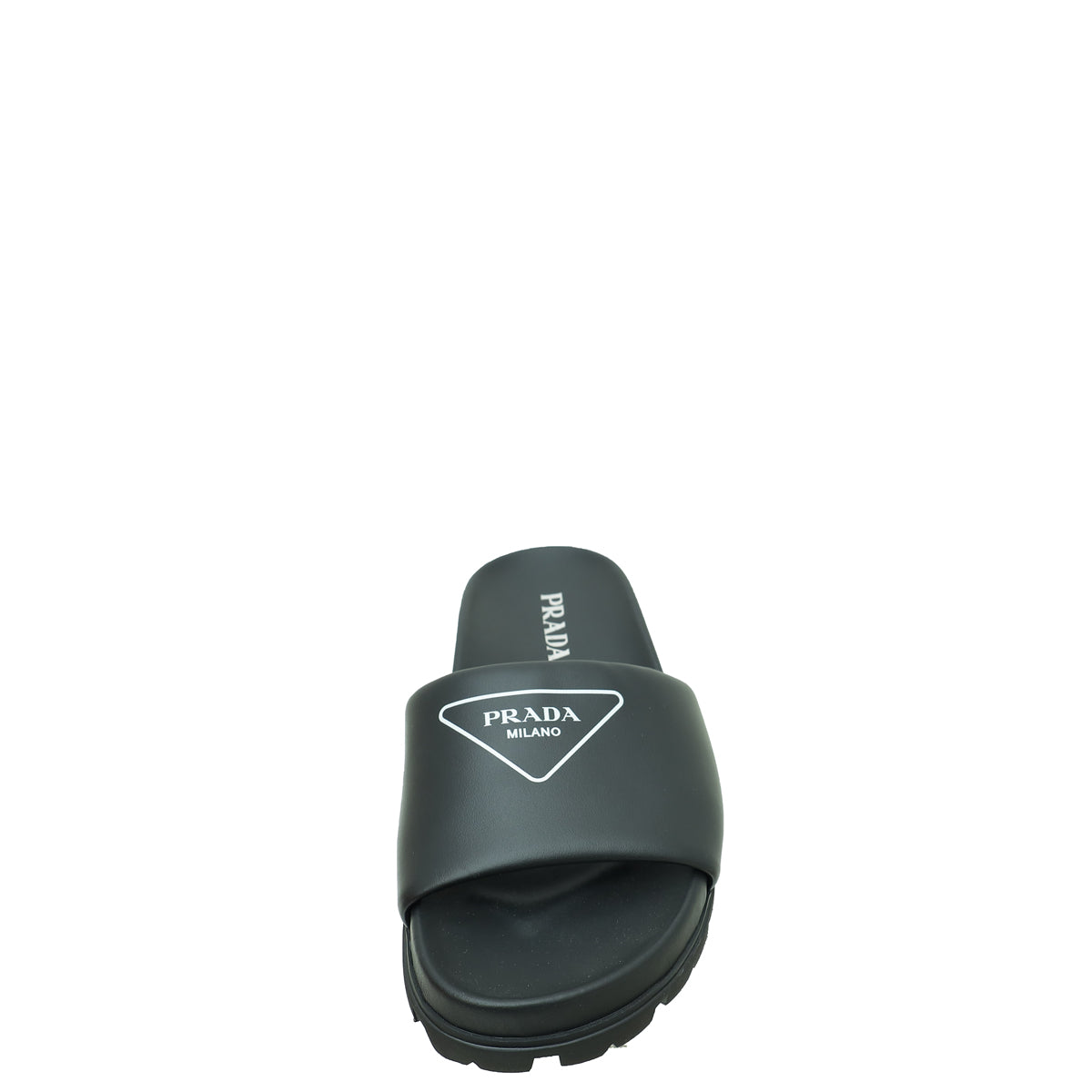 Prada Black Triangle Logo Slide Sandal 37
