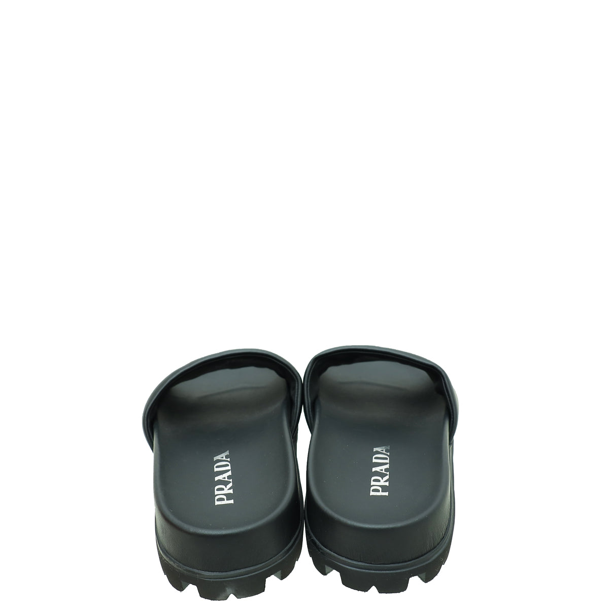 Prada Black Triangle Logo Slide Sandal 37