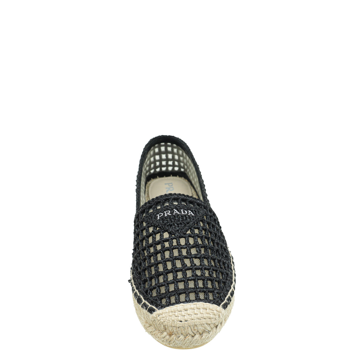 Prada Black Triangle Logo Crochet Espadrille 37