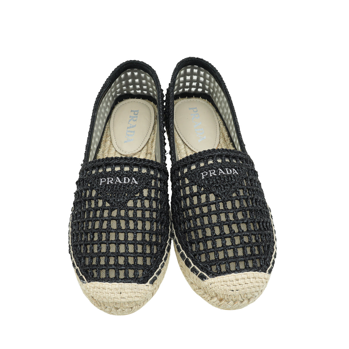 Prada Black Triangle Logo Crochet Espadrille 37