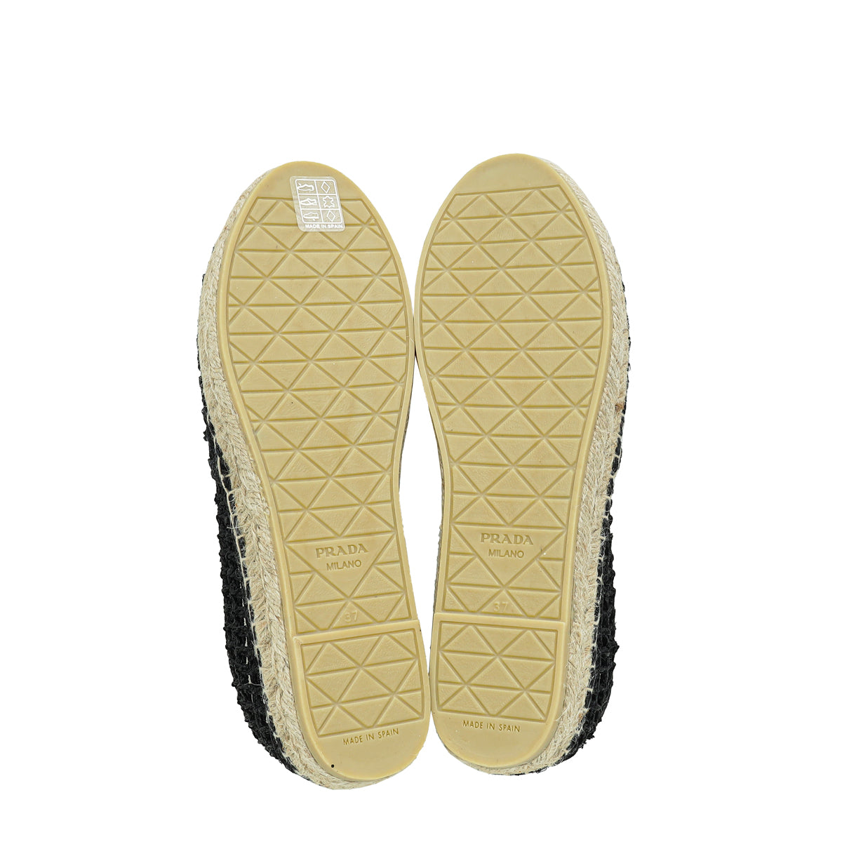 Prada Black Triangle Logo Crochet Espadrille 37