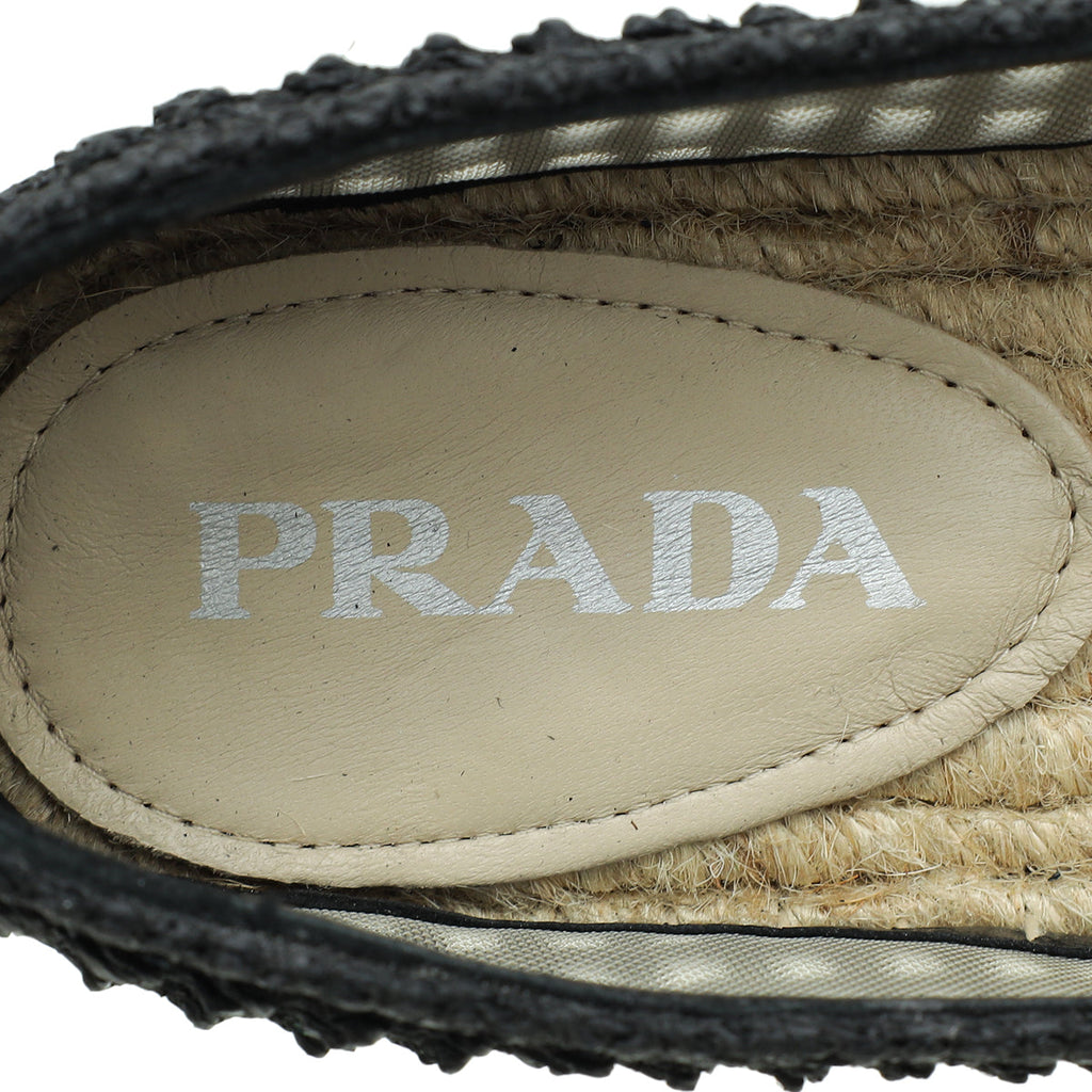 Prada Black Triangle Logo Crochet Espadrille 37